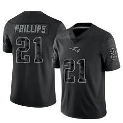 Men's Adrian Phillips New England Patriots No.21 Limited Reflective Jersey - Black