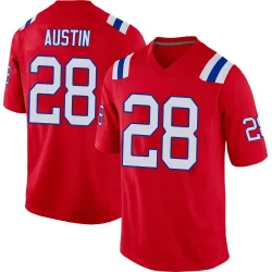 Men's Alex Austin New England Patriots No.28 Game Alternate Jersey - Red