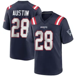 Men's Alex Austin New England Patriots No.28 Game Team Color Jersey - Navy Blue