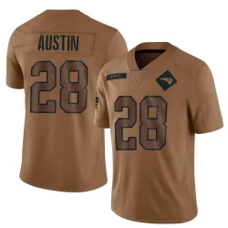 Men's Alex Austin New England Patriots No.28 Limited 2023 Salute To Service Jersey - Brown