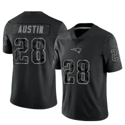 Men's Alex Austin New England Patriots No.28 Limited Reflective Jersey - Black