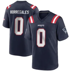 Men's Andres Borregales New England Patriots No.0 Game Team Color Jersey - Navy Blue