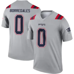 Men's Andres Borregales New England Patriots No.0 Legend Inverted Jersey - Gray
