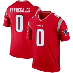 Men's Andres Borregales New England Patriots No.0 Legend Inverted Jersey - Red