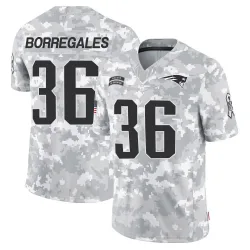 Men's Andy Borregales New England Patriots No.36 Limited 2024 Salute to Service Jersey - Arctic Camo