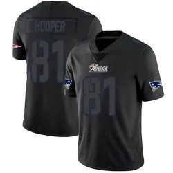 Men's Austin Hooper New England Patriots No.81 Limited Jersey - Black Impact