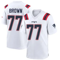 Men's Ben Brown New England Patriots No.77 Game Jersey - White