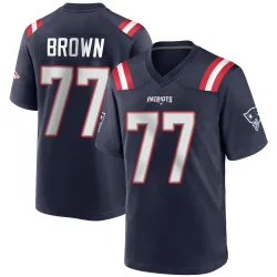 Men's Ben Brown New England Patriots No.77 Game Team Color Jersey - Navy Blue