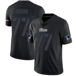 Men's Ben Brown New England Patriots No.77 Limited Jersey - Black Impact