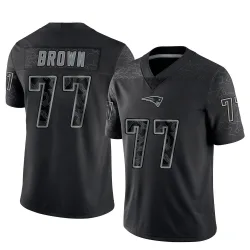 Men's Ben Brown New England Patriots No.77 Limited Reflective Jersey - Black
