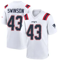 Men's Bradyn Swinson New England Patriots No.43 Game Jersey - White