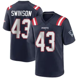 Men's Bradyn Swinson New England Patriots No.43 Game Team Color Jersey - Navy Blue