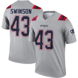 Men's Bradyn Swinson New England Patriots No.43 Legend Inverted Jersey - Gray