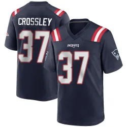 Men's Brandon Crossley New England Patriots No.37 Game Team Color Jersey - Navy Blue