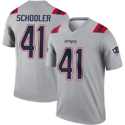 Men's Brenden Schooler New England Patriots No.41 Legend Inverted Jersey - Gray