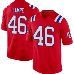 Men's Brock Lampe New England Patriots No.46 Game Alternate Jersey - Red