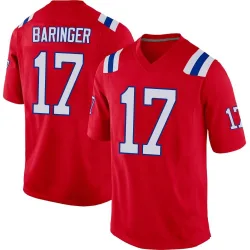 Men's Bryce Baringer New England Patriots No.17 Game Alternate Jersey - Red