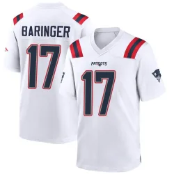 Men's Bryce Baringer New England Patriots No.17 Game Jersey - White