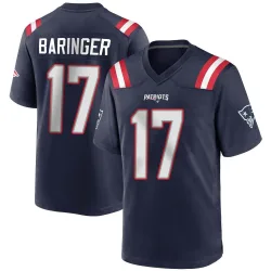Men's Bryce Baringer New England Patriots No.17 Game Team Color Jersey - Navy Blue
