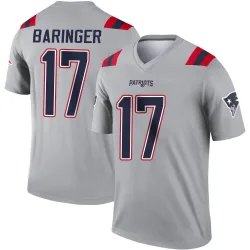 Men's Bryce Baringer New England Patriots No.17 Legend Inverted Jersey - Gray