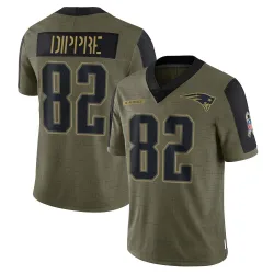 Men's CJ Dippre New England Patriots No.82 Limited 2021 Salute To Service Jersey - Olive