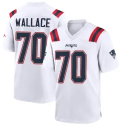 Men's Caedan Wallace New England Patriots No.70 Game Jersey - White