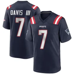 Men's Carlton Davis III New England Patriots No.7 Game Team Color Jersey - Navy Blue