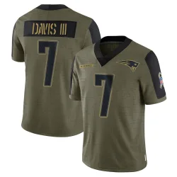 Men's Carlton Davis III New England Patriots No.7 Limited 2021 Salute To Service Jersey - Olive