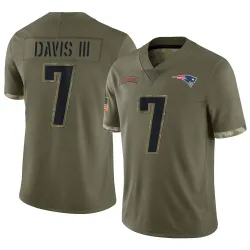 Men's Carlton Davis III New England Patriots No.7 Limited 2022 Salute To Service Jersey - Olive