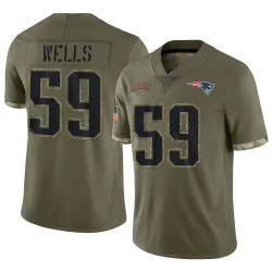 Men's Carson Wells New England Patriots No.59 Limited 2022 Salute To Service Jersey - Olive