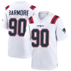 Men's Christian Barmore New England Patriots No.90 Game Jersey - White