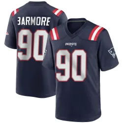 Men's Christian Barmore New England Patriots No.90 Game Team Color Jersey - Navy Blue