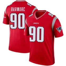 Men's Christian Barmore New England Patriots No.90 Legend Inverted Jersey - Red