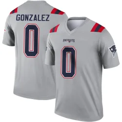 Men's Christian Gonzalez New England Patriots No.0 Legend Inverted Jersey - Gray