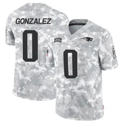 Men's Christian Gonzalez New England Patriots No.0 Limited 2024 Salute to Service Jersey - Arctic Camo