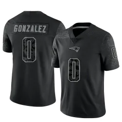 Men's Christian Gonzalez New England Patriots No.0 Limited Reflective Jersey - Black