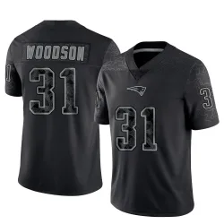 Men's Craig Woodson New England Patriots No.31 Limited Reflective Jersey - Black
