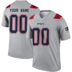 Men's Custom New England Patriots No.00 Legend Inverted Jersey - Gray