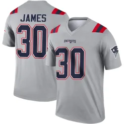 Men's DJ James New England Patriots No.30 Legend Inverted Jersey - Gray