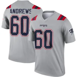 Men's David Andrews New England Patriots No.60 Legend Inverted Jersey - Gray
