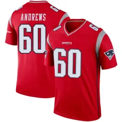 Men's David Andrews New England Patriots No.60 Legend Inverted Jersey - Red