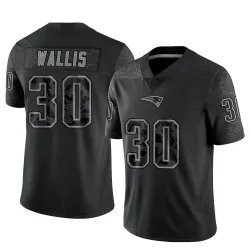 Men's David Wallis New England Patriots No.30 Limited Reflective Jersey - Black