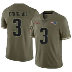 Men's DeMario Douglas New England Patriots No.3 Limited 2022 Salute To Service Jersey - Olive