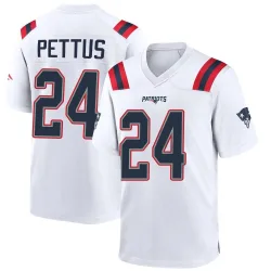 Men's Dell Pettus New England Patriots No.24 Game Jersey - White