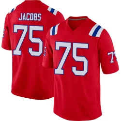 Men's Demontrey Jacobs New England Patriots No.75 Game Alternate Jersey - Red
