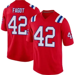Men's Diego Fagot New England Patriots No.42 Game Alternate Jersey - Red