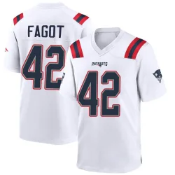 Men's Diego Fagot New England Patriots No.42 Game Jersey - White