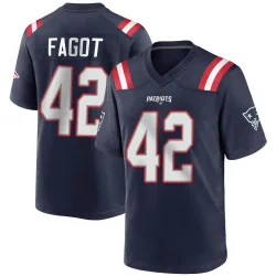 Men's Diego Fagot New England Patriots No.42 Game Team Color Jersey - Navy Blue