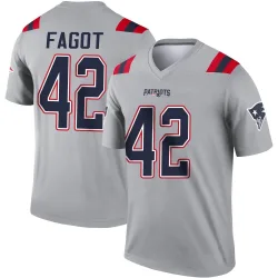 Men's Diego Fagot New England Patriots No.42 Legend Inverted Jersey - Gray