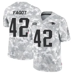 Men's Diego Fagot New England Patriots No.42 Limited 2024 Salute to Service Jersey - Arctic Camo